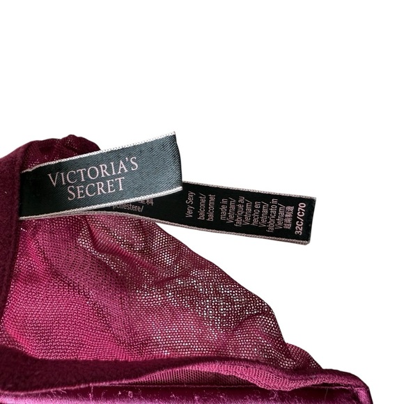 Victoria's Secret Very Sexy Velvet Balconette Bra Maroon 32C Women Underwire - Picture 5 of 5